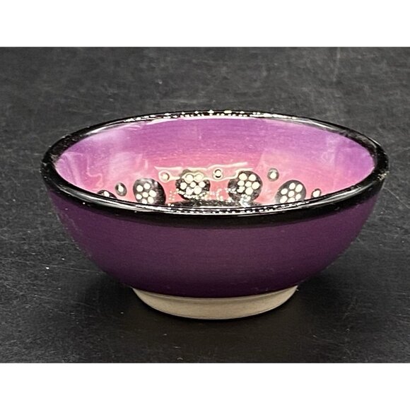 Mexican Hand Painted Tulip Mini Bowl Trinket Side Dish Red Salt Cellar - Picture 4 of 8